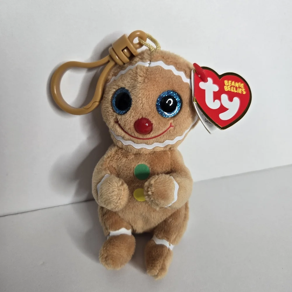 Ty Beanie Bellies Cookie the Gingerbread 4.5 inch Plastic Key Clip Purse Charm